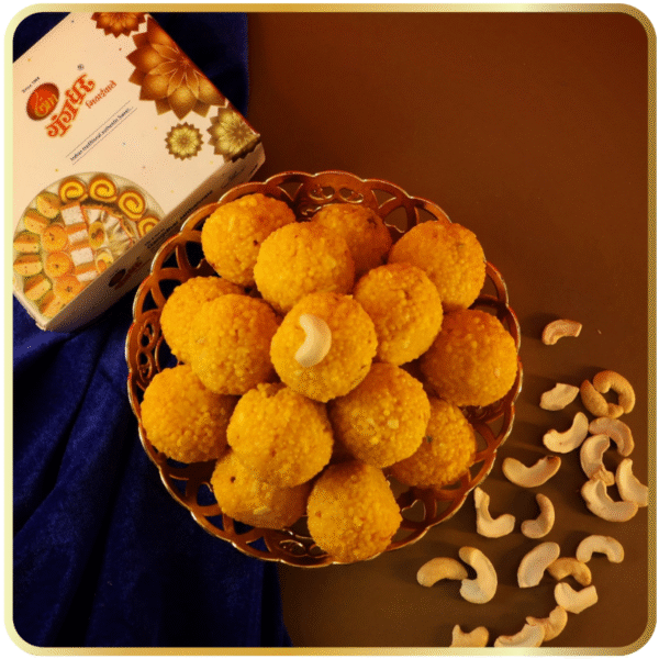 Golden Motichoor Ladoo made with ghee – Gangdhar Mithaiwale