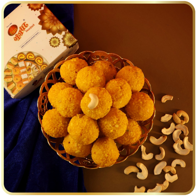 Golden Motichoor Ladoo made with ghee – Gangdhar Mithaiwale