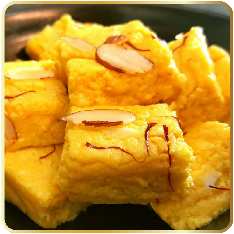 Kesar Malai Barfi – saffron-infused Indian sweet by Gangdhar Mithaiwale