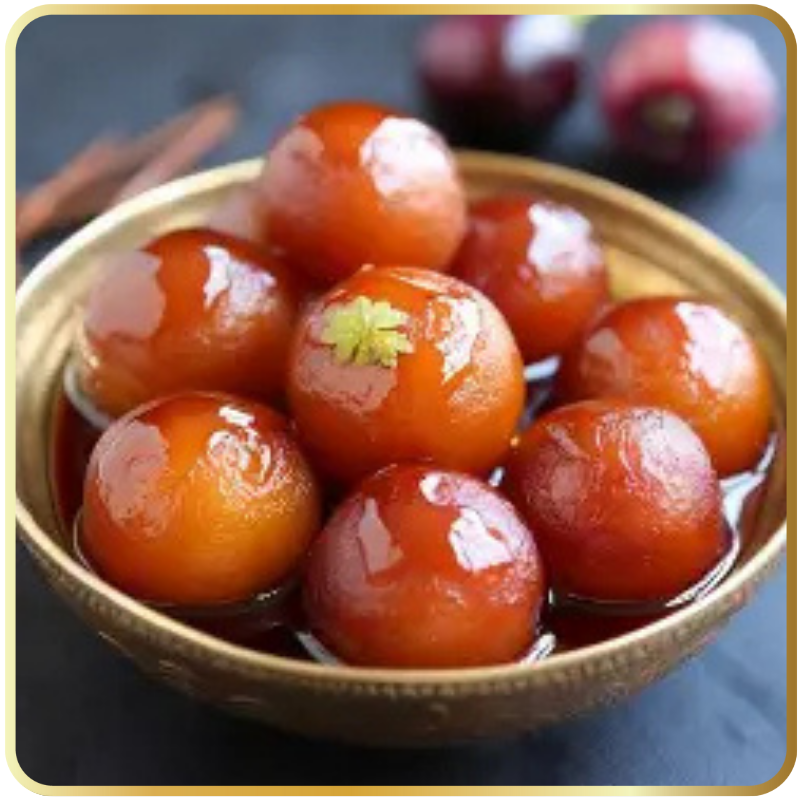 Pak Gulab Jamun – deep-fried khoya sweet soaked in sugar syrup by Gangdhar Mithaiwale