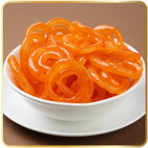 Golden crispy Jilebi soaked in sugar syrup by Gangdhar Mithaiwale