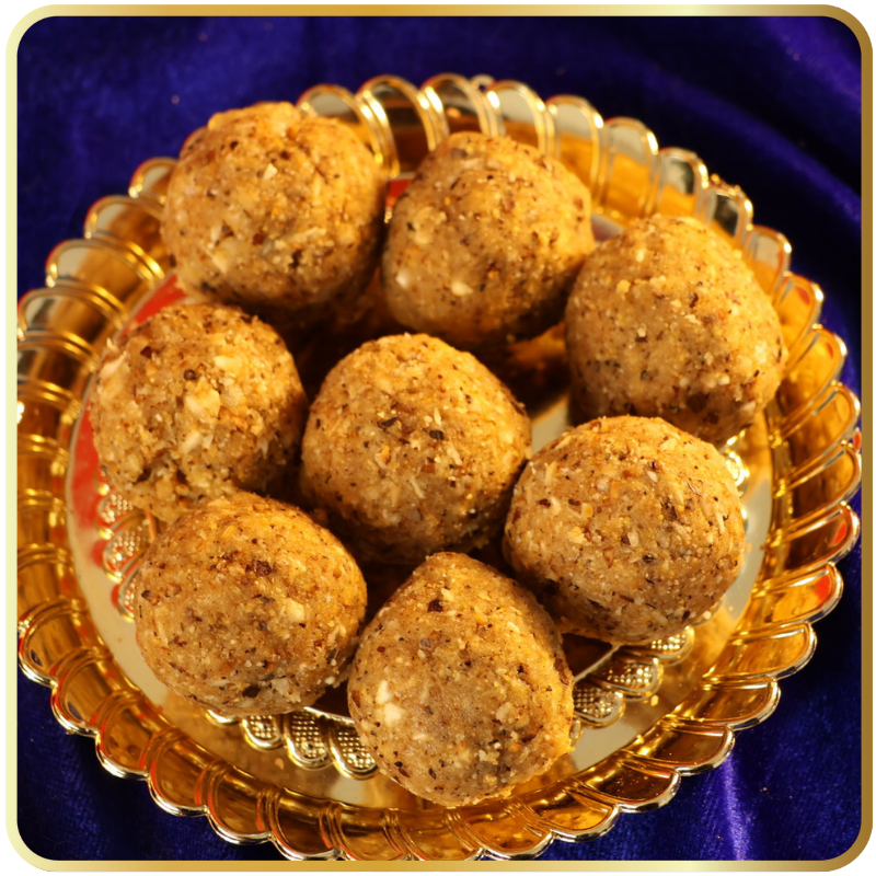 Traditional Dink Ladoo made with edible gum, ghee, and dry fruits by Gangdhar Mithaiwale